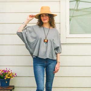 Raw Natural Cotton Gauze Tunic Blouse, Minimalist Loose Cotton Summer Top, Boho Shirt, Boho Clothing