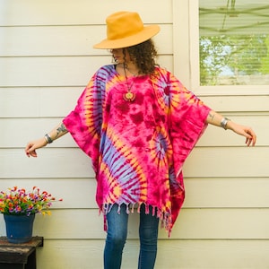 Bohemia Tie Dye Tunic, Boho Kaftan Blouse , Oversize Tops, Beachwear, Tie Dye Clothing, Hippie Clothing, Loungewear