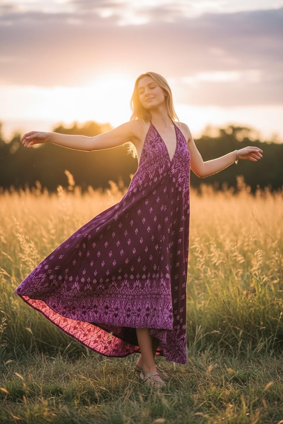 backless lavender maxi dress Moon – Boho Goddess Summer Dress, Beach Sundress, Vacation Outfit, Honeymoon Dress room for hips type-party-dresses How To Go Braless SIZE:S