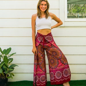 Mandala Palazzo Wrap Pants, Boho Pants, Harem Flow Pants, Open Flow Genie Pants, Bohemian Flow Pants, Belly Dance Pants image 5