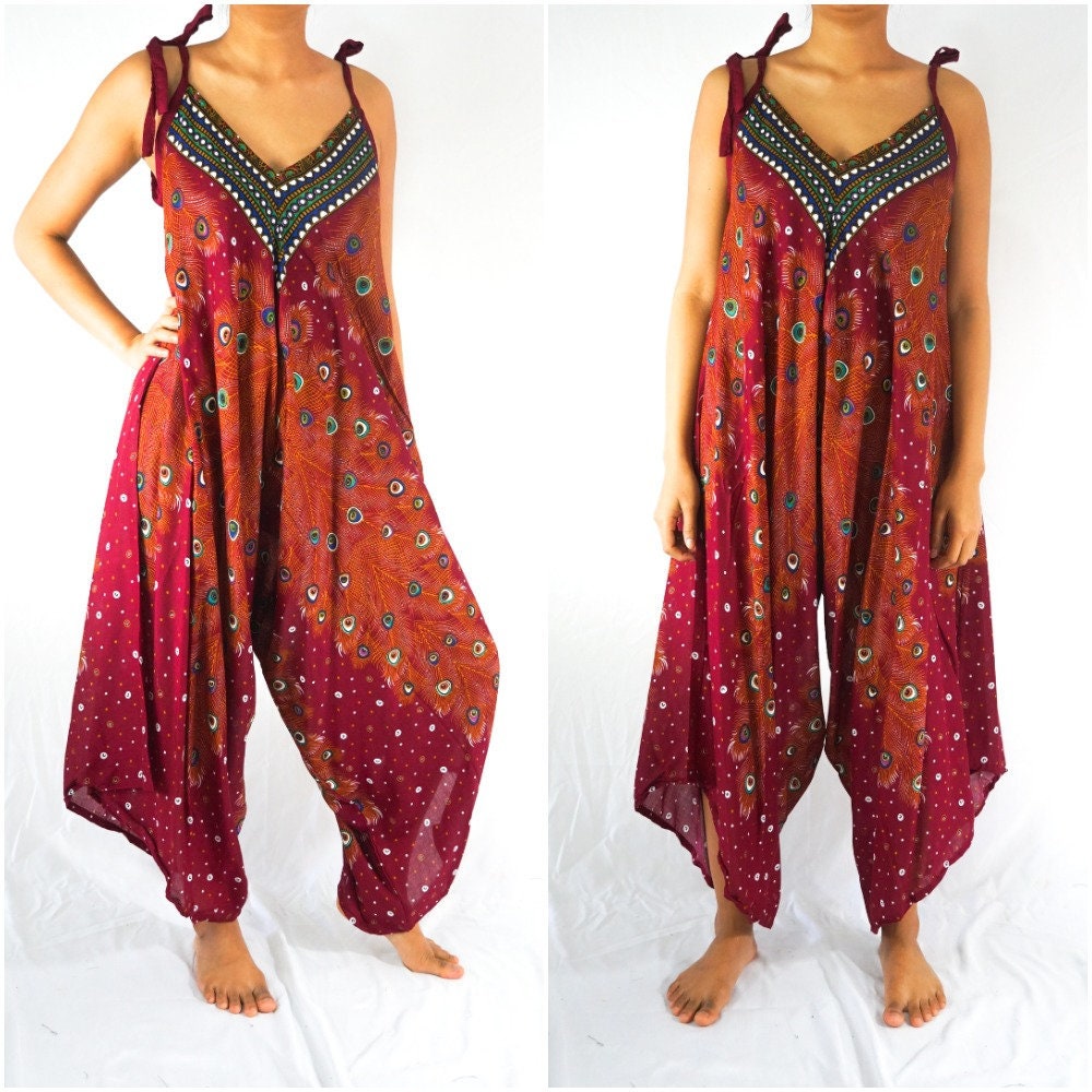 Boho Jumpsuit Boho Clothing Swimsuit Cover Up Wide Leg Etsy