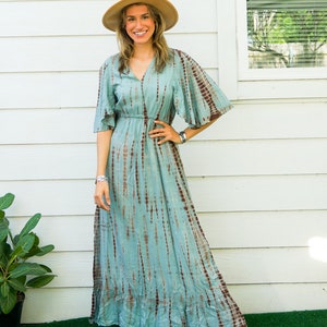 Seafoam Breeze | Boho Maxi Dress / Hand Dyed Dress / Tie Dye SunDress / Boho Clothing / Summer Tie Dye Dress / Tie Dye Clothing