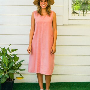 Rosa Baumwolle Boho Wickelkleid mit Taschen, Baumwollkleid, Boho Kleidung