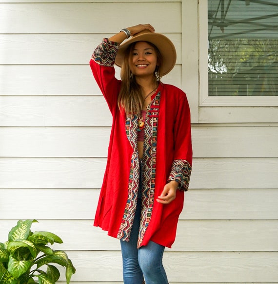 Natural Cotton Cardigan With Pockets Boho Cotton Jacket Boho - Etsy