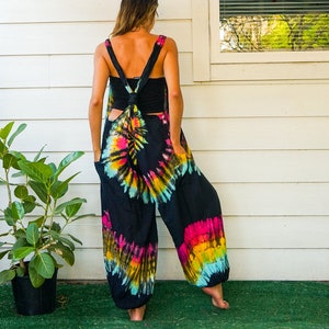 Hand Dyed Dungarees Overalls Jumpsuit with Pockets, Tie Dye Romper, Hippie Clothing, Tie Dye Pants, Festival Clothing, Tie Dye Clothing image 6