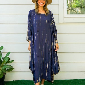 Midnight Breeze Hand Dyed Dress / Boho Maxi Dress / Tie Dye SunDress / Boho Clothing / Summer Tie Dye Dress / Tie Dye Clothing