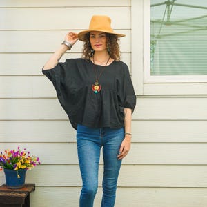 Raw Natural Cotton Gauze Boho Tunic Blouse, Cotton Summer Top, Boho Shirt, Boho Clothing