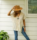 Raw Natural Crinkled Cotton Gauze Blouse | Cotton Tunic Kaftan | Cotton Tunic Top | Boho Shirt | Boho Clothing