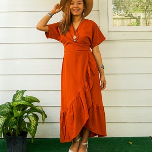 Natürliches Baumwoll Wickelkleid / Boho Kleid / Baumwoll Kleid / Boho Kleidung