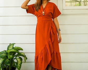Natürliches Baumwoll Wickelkleid / Boho Kleid / Baumwoll Kleid / Boho Kleidung