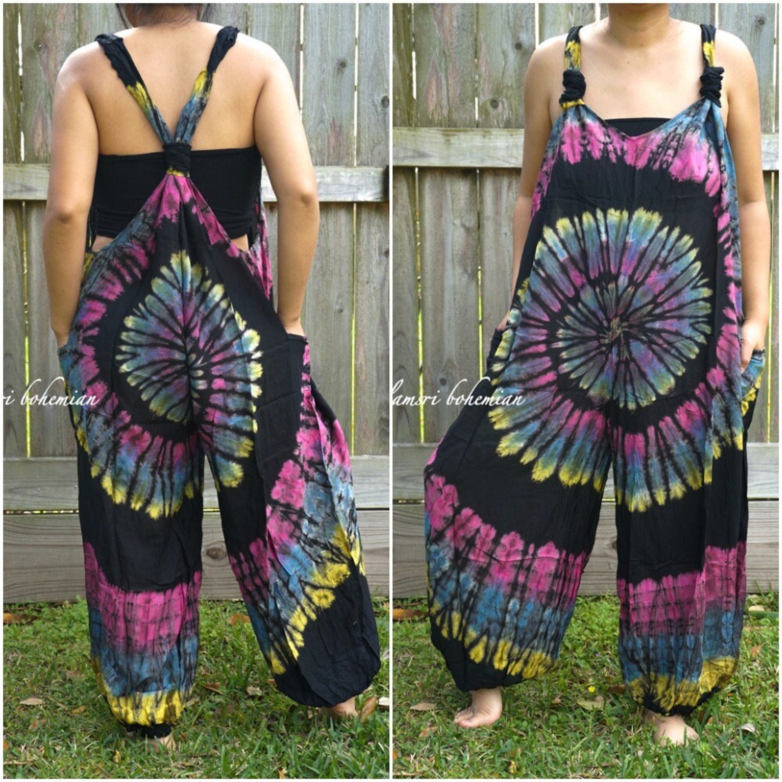 Hand Dyed Dungarees Overalls Jumpsuit Tie Dye Romper Hippie - Etsy