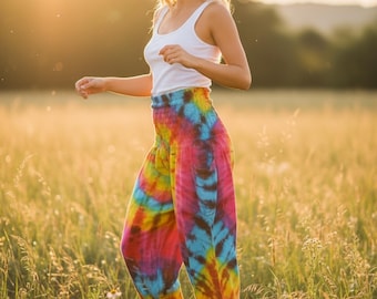 Hand Dyed Harem Pants, Lounge Hippie Pants, Yoga Boho Pants, Tie Dye Baggy Pants, Festival Pants, Festival Clothing, Tye Dye Genie Pants