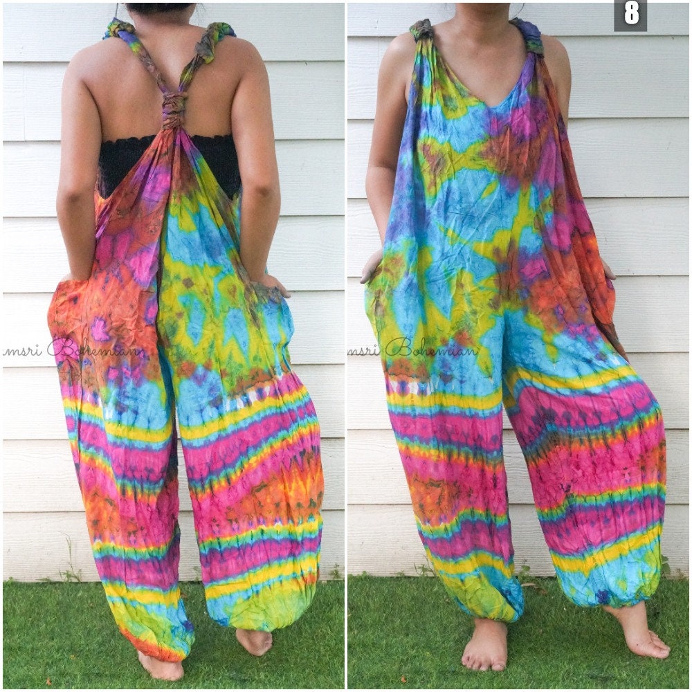 Tie Dye Dungarees Overalls Jumpsuit Tie Dye Romper Hippie | Etsy