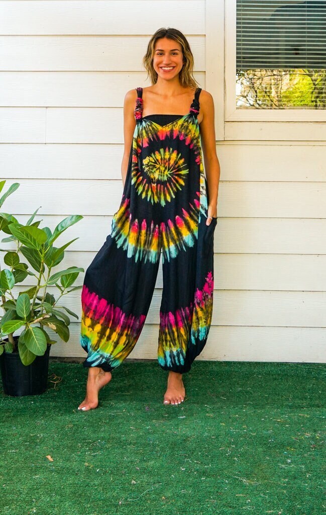Raven Ridge Overall Raven Hand Dyed Dungarees Overalls Jumpsuit With Pockets, Tie Dye ...