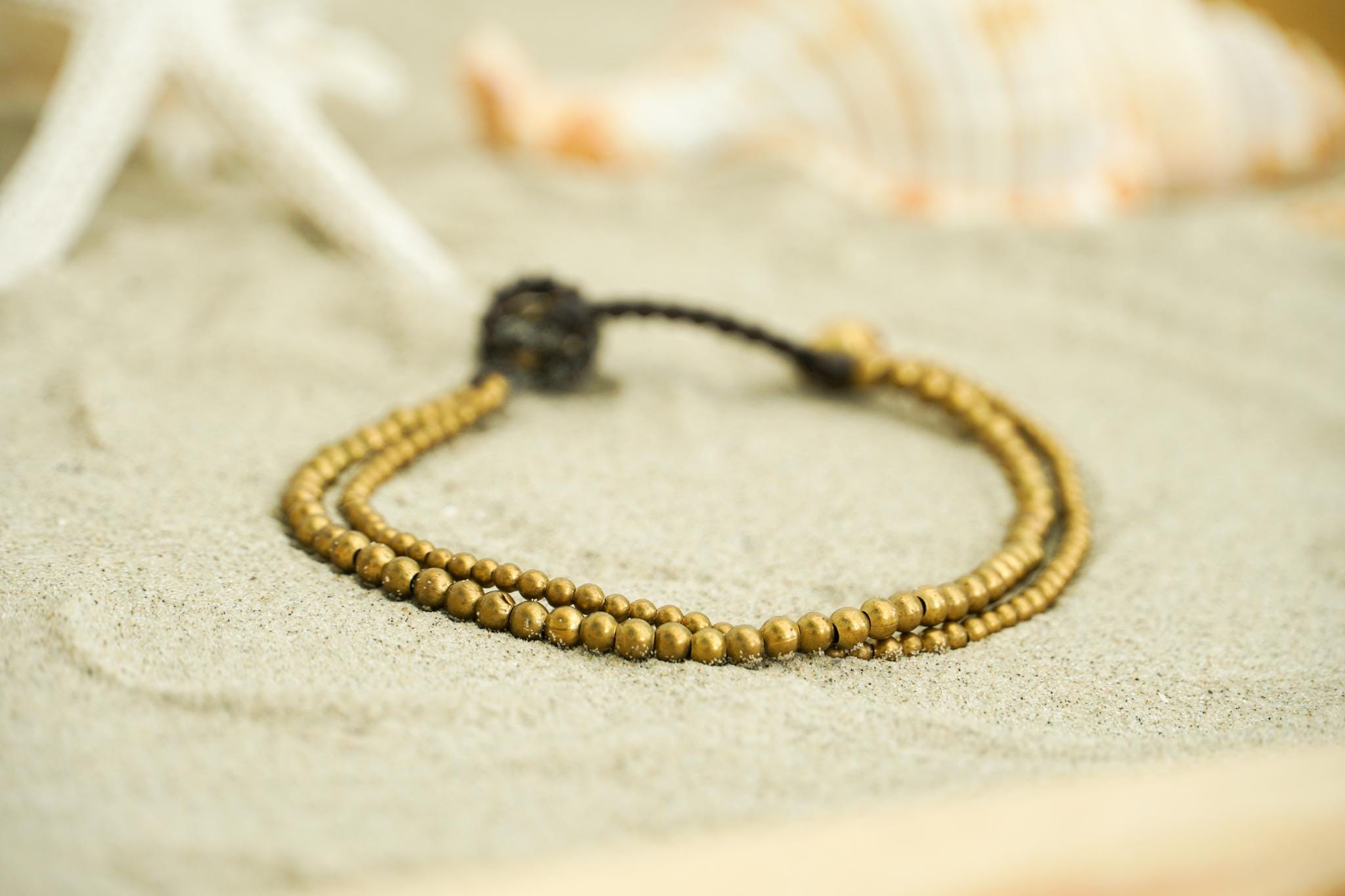 Pulsera de cuentas de latón estilo bohemio, pulsera hippie, pulseras hechas a mano, regalo para ella, idea de regalo