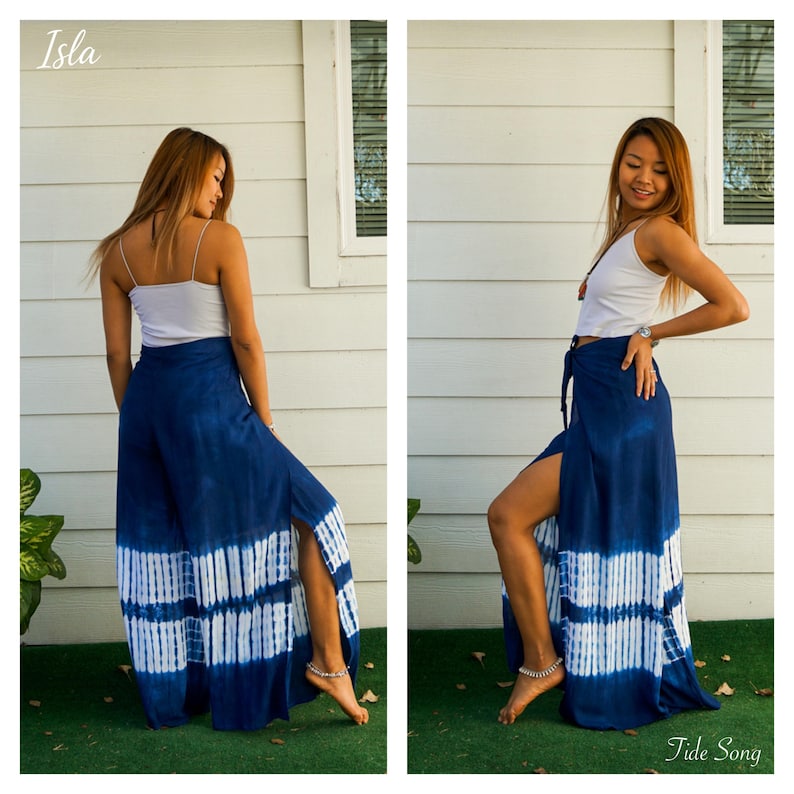 Hand Dyed Palazzo Harem Flow Pants, Wrap Pants-Open Flow, Shibori Genie Pants, Bohemian Flow Pants, Tie Dye Festival Pants Tide Song