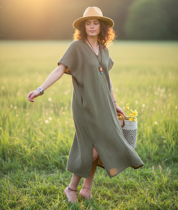 white christmas dresses Paradise Maxi Cotton Kaftan Dress main image 0