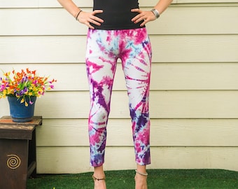 Boho Burst Hand Dyed Leggings, Tie Dye Pants, Yoga Leggings, Leggings for Women, Hippie Pants, Tie Dye Clothing, Hippie Clothes
