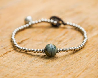 Pulsera de plata con piedra preciosa labradorita, pulsera hippie, pulseras hechas a mano, regalo para ella, idea de regalo