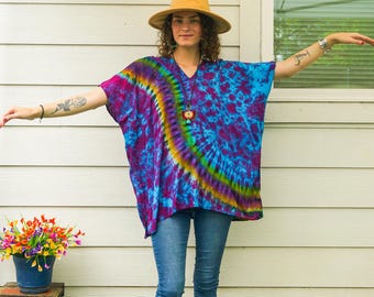 Galaxy Twist | Boho handgeverfde blousetuniektop | Hippie zomerkaftanblouse | Strandkleding | Tie-dye-kleding | Hippiekleding