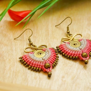 Desert Bloom Spiral Macramé Boho Earrings,Handmade Earrings, Hippie Earrings, Gift for Her