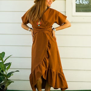Natürliches Baumwoll Wickelkleid / Boho Kleid / Baumwoll Kleid / Boho Kleidung