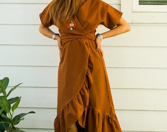 Natürliches Baumwoll Wickelkleid / Boho Kleid / Baumwoll Kleid / Boho Kleidung