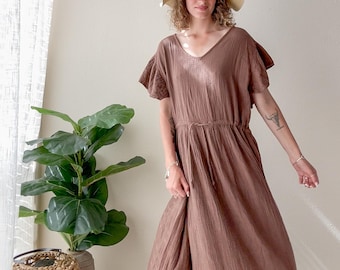 Boho Triple Gauze Maxi Dress | Relaxed Cotton Dress | Soft Minimalist Clothing Women