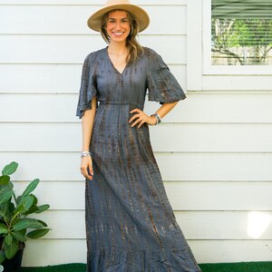 Smoky Dusk | Hand Dyed Dress / Boho Maxi Dress / Tie Dye SunDress / Boho Clothing / Summer Tie Dye Dress / Tie Dye Clothing