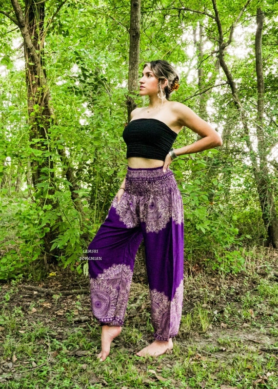 Purple Boho Pants Lounge Pants Yoga 