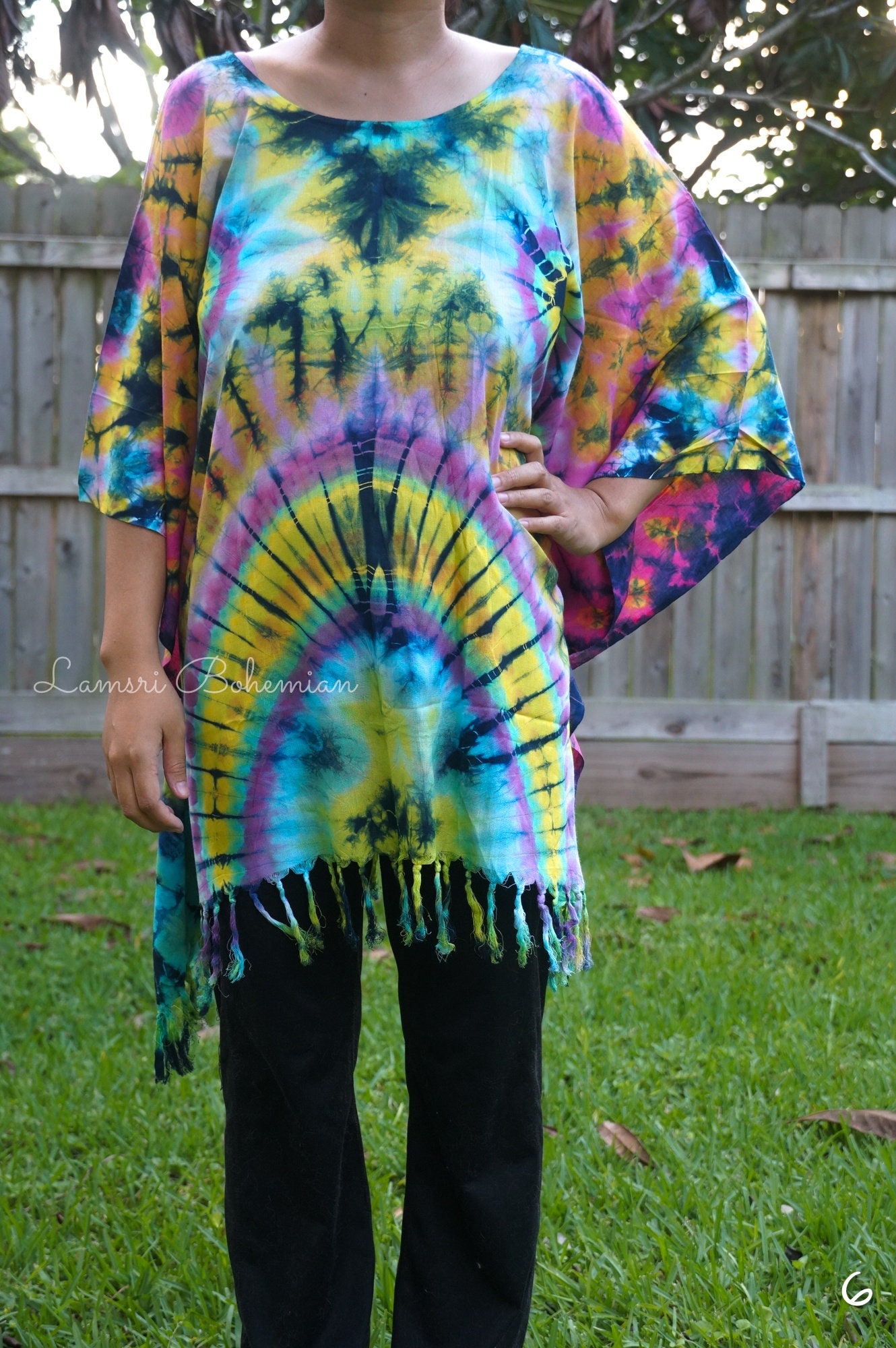 Tie Dye Kaftan Poncho Short Dress Loose Fit Tie Dye Dress | Etsy