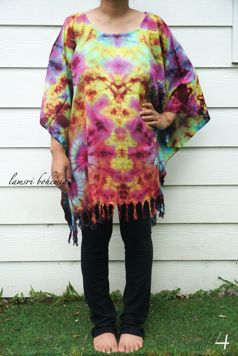 Tie Dye Kaftan Poncho Short Dress Loose Fit Tie Dye Dress - Etsy