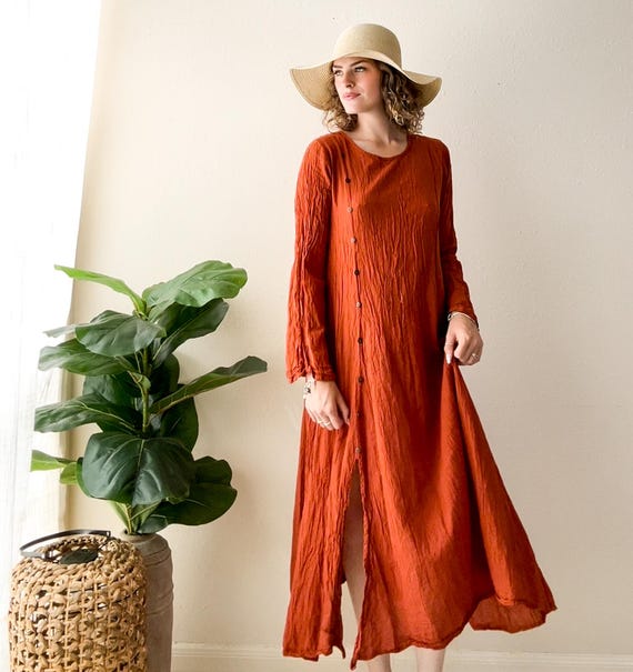 Rust Organic Cotton Gauze Dress