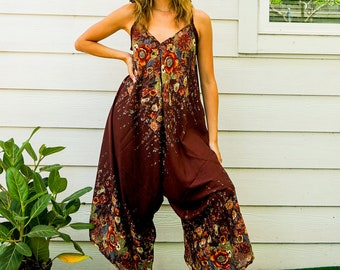 Floral Boho Jumpsuit Rompers Pants, Swimsuit Cover Up, Wide Leg Jumpsuit, Summer Jumpsuit, Hippie Jumpsuit, Loungewear