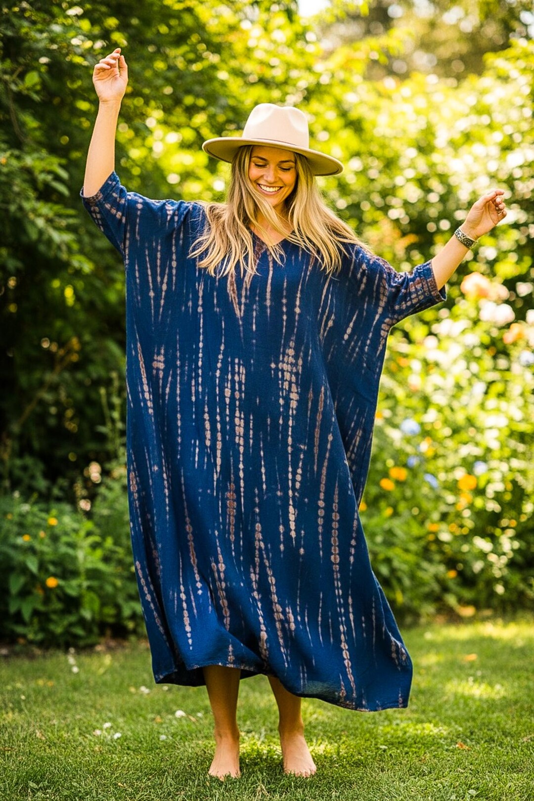 Midnight Breeze Hand Dyed Dress / Boho Maxi Dress / Tie Dye