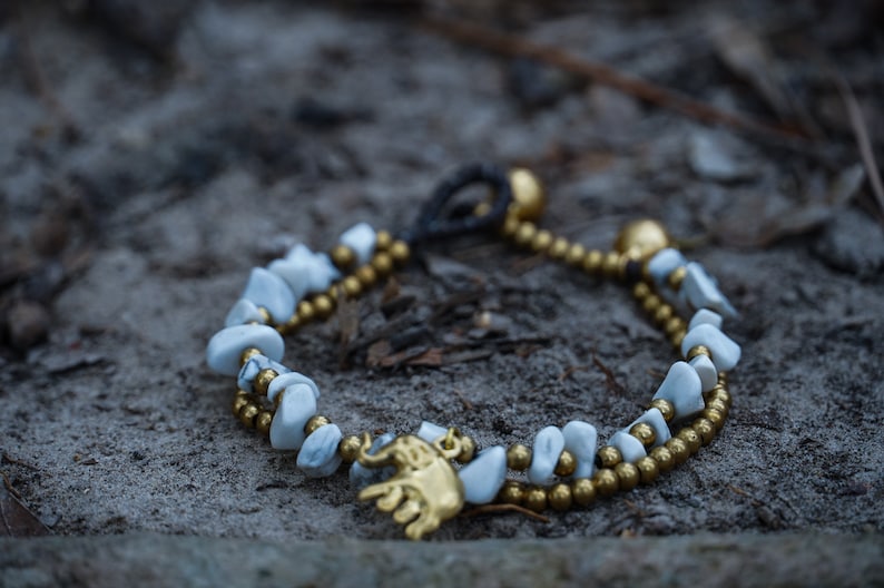 Gypsy Bracelets Elephant Jewelry Hippie Bracelets Elephant Gifts Festival Jewelry Elephant Brass Bracelets Boho Stone Bracelets