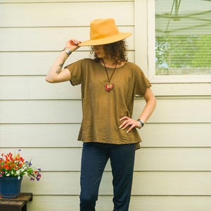Raw Natural Cotton Gauze Summer Blouse with Pocket, Loose Fit Cotton Top Tunic, Boho Minimal Shirt, Boho Clothing