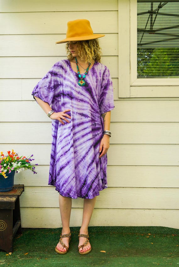 purple and gold tie dye dress Lavender Moon Hand Dyed Dress, Loose Fit Tie Dye Dress, Tie Dye Clothing,  Oversize Dress, Beachwear, Loungewear