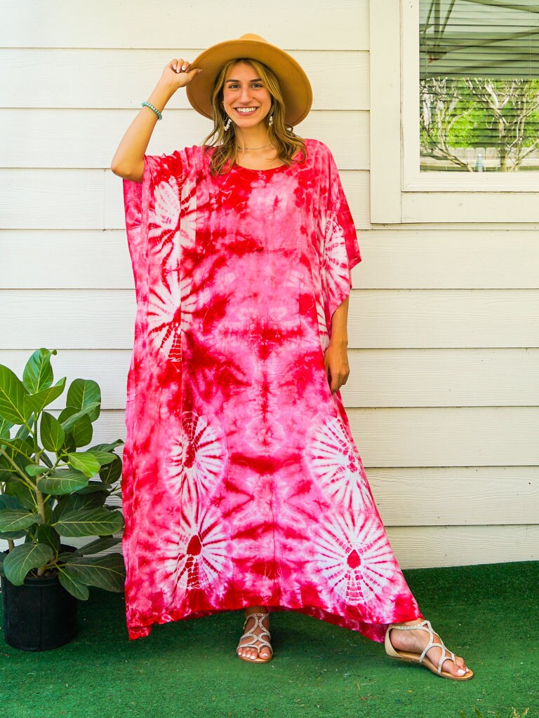 Hand Dyed Kaftan Dress Loose Fit Tie Dye Dress Beach Wear - Etsy Singapore