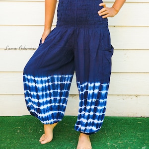 Shibori Indigo Tie Dye Harem Pants Lounge Pants Tie Dye - Etsy