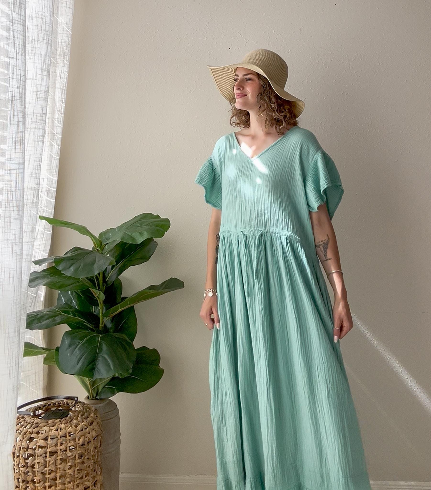 light green maxi dress with sleeves Long Sleeve Pearl Embellished Maxi Dress Green