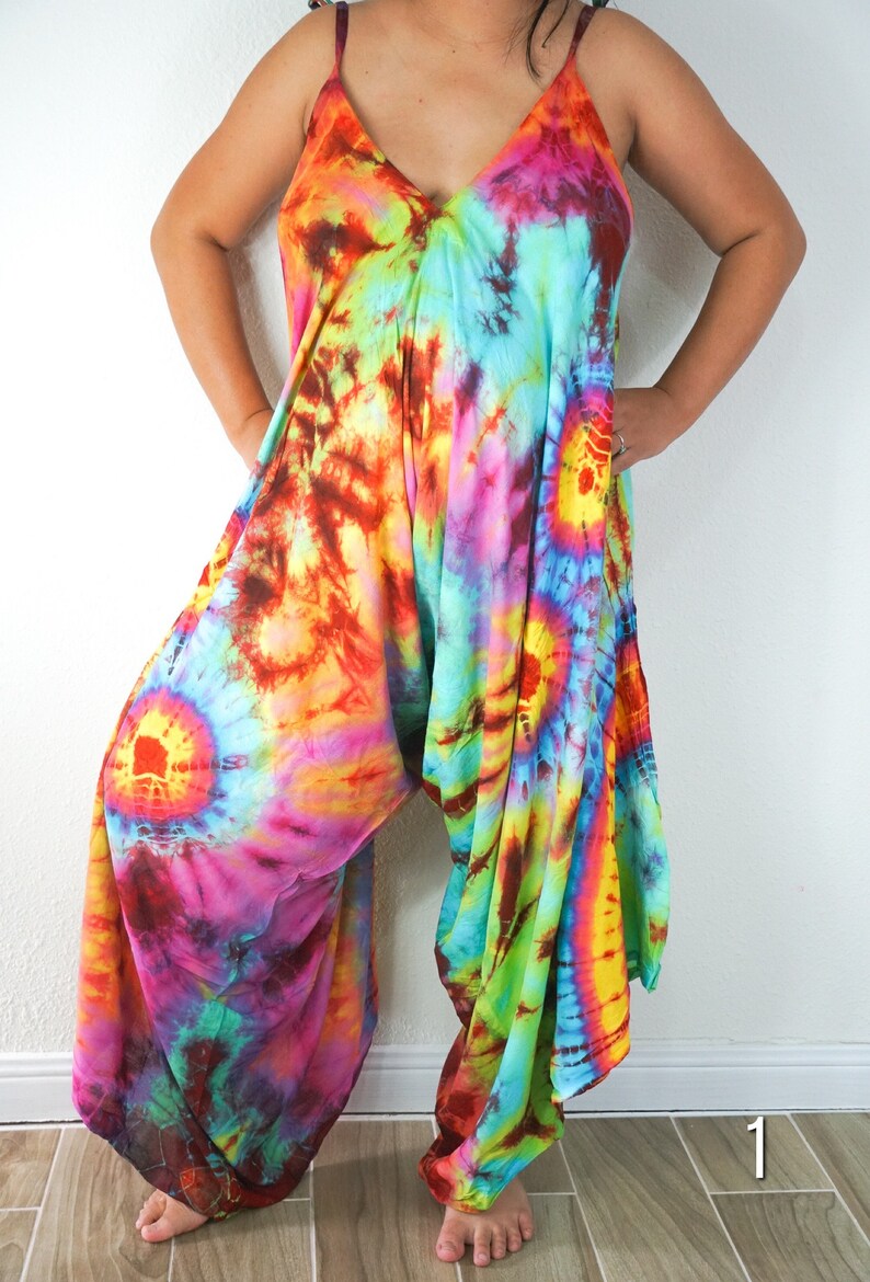 Tie Dye Hippie Jumpsuits Rompers Pants Hippie Dress Wide Etsy