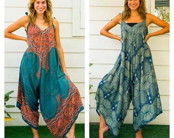 Boho Maxi Jumpsuit | Wide Leg Romper with Pockets | Loose Bohemian Outfit | Boho Loungewear | Flowy Everyday Wear