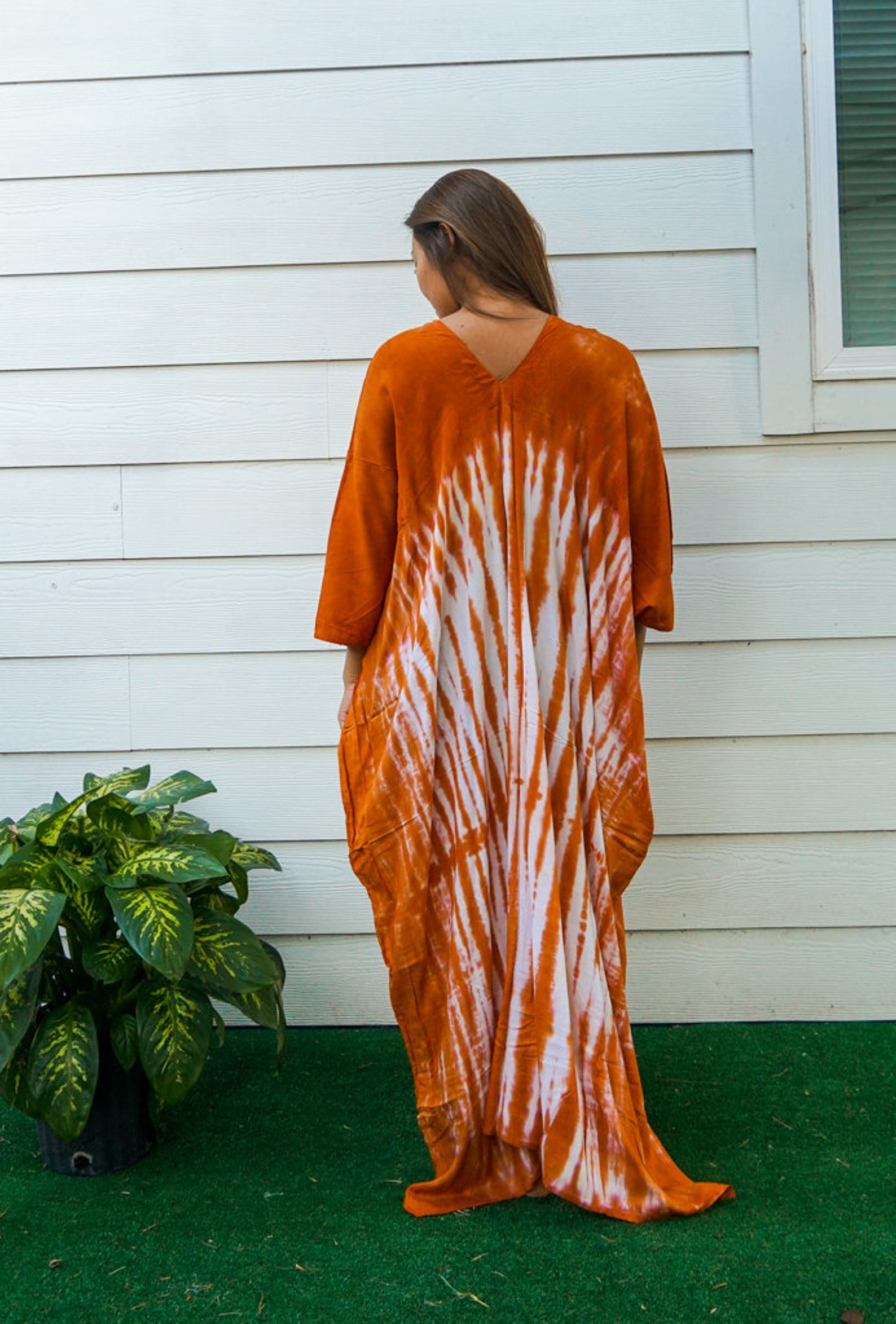 Hand Dyed Kaftan Poncho Dress, Loose Fit Tie Dye Dress, Beachwear ...
