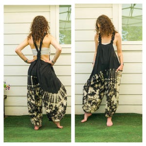 Boho Hand Dyed Dungarees Overalls Jumpsuit with Pockets, Tie Dye Romper, Hippie Boho Clothing, Tie Dye Pants, Festival Clothing
