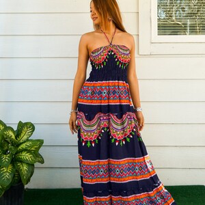 Boho Tiered Maxi Dress SunDress, Halter Top Dress, Boho Long Dress, Boho Clothing, Bohemian Dress, Summer Dress