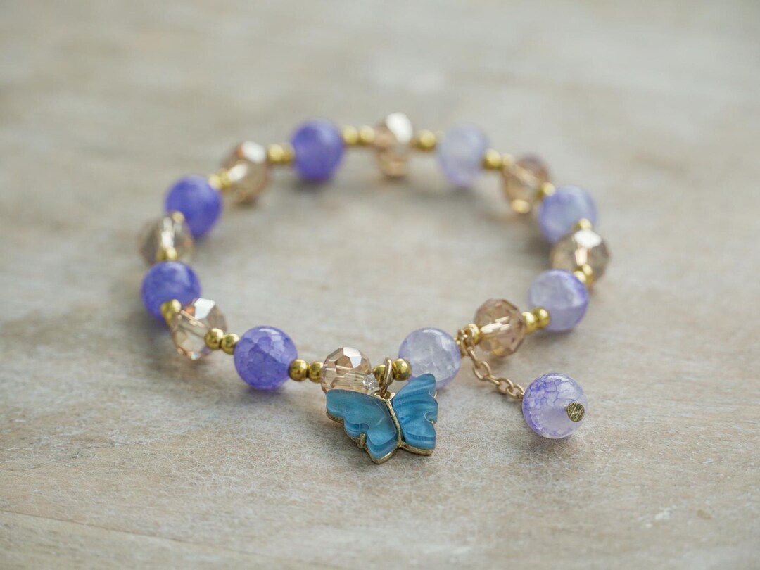 JKLJKL Braccialetto Ametista Naturale Quartz Crystal Bracciale Braccialetto Fashion Antique Argento Colore Farfalla Braccialetto Perline Braccialetto Braccialetto Bracciale