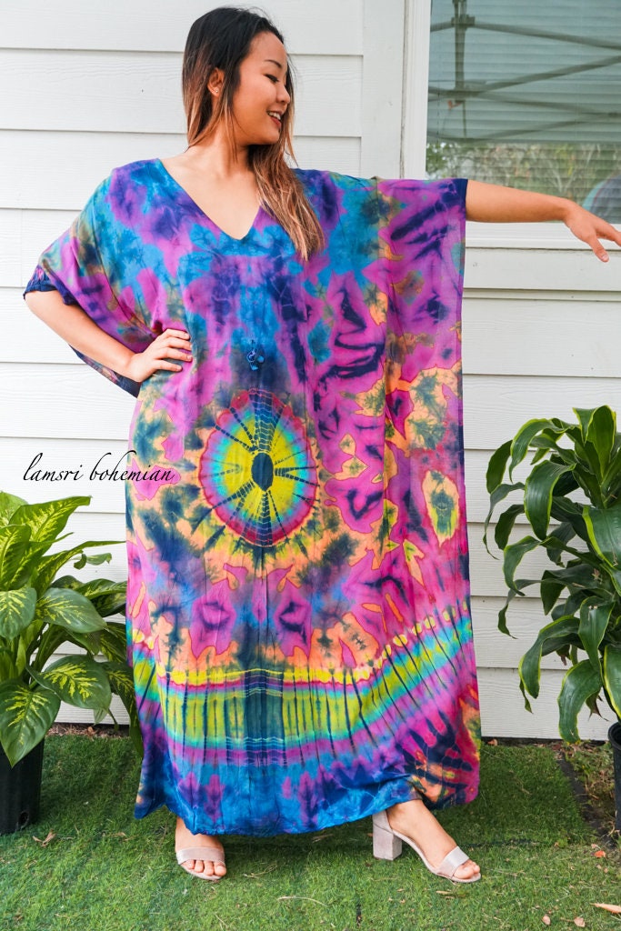 Hand Dyed Kaftan Poncho Dress Loose Fit Tie Dye Dress - Etsy