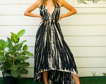 Boho Maxi Dress, Hand Dyed Dress, Beach SunDress, Summer Dress, Tie Dye Clothing, Vacation Dress