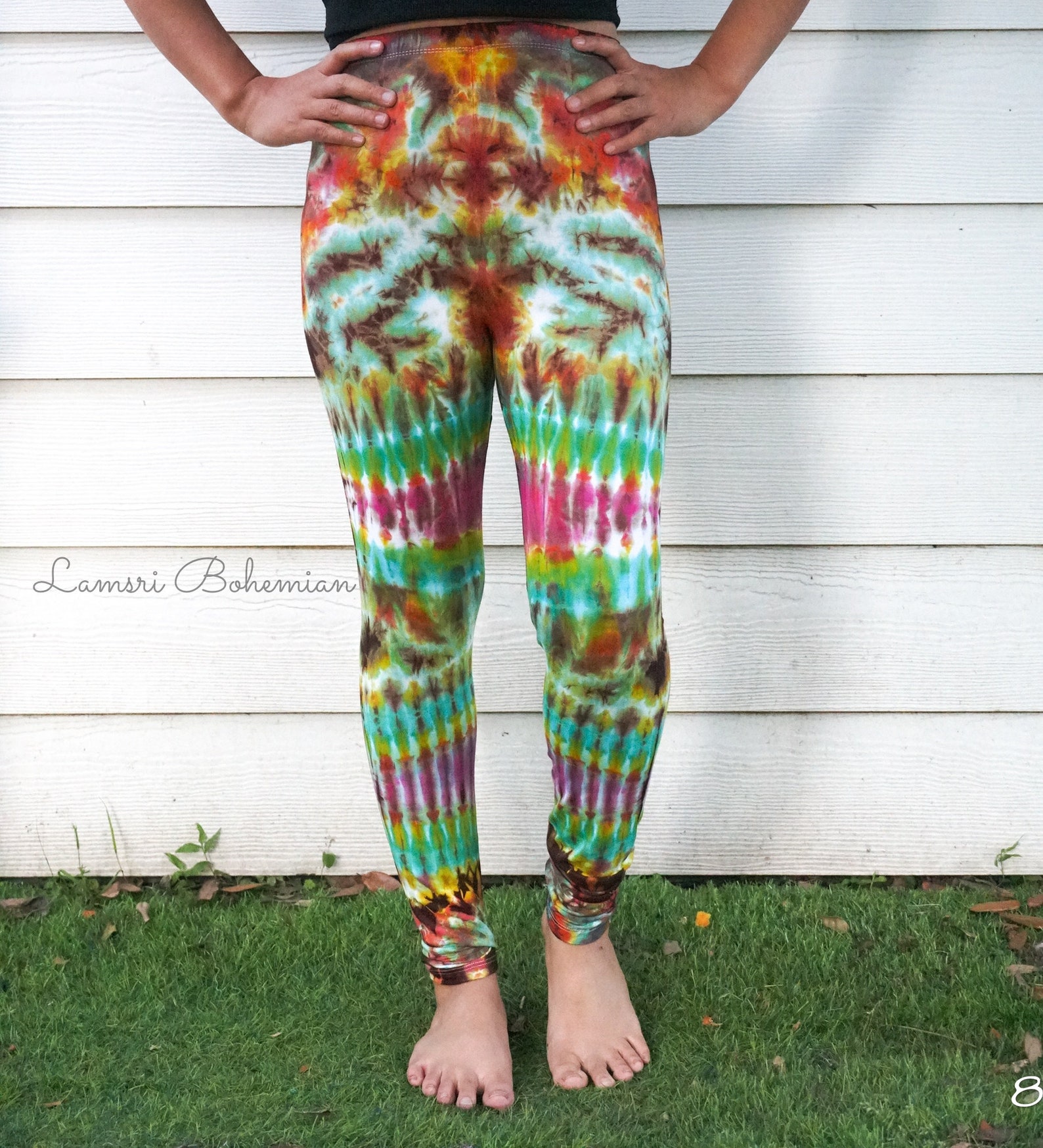 Girls Tie Dye Stretch Soft Leggings Elastic Waist Pants Kids - Norway